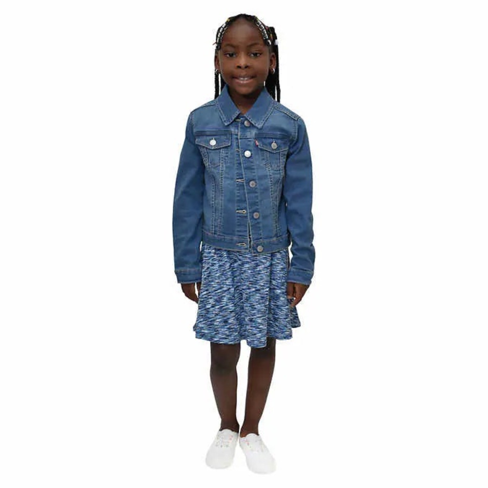 Levi’s - Girls Denim Jacket with Blue Patterned Dress set